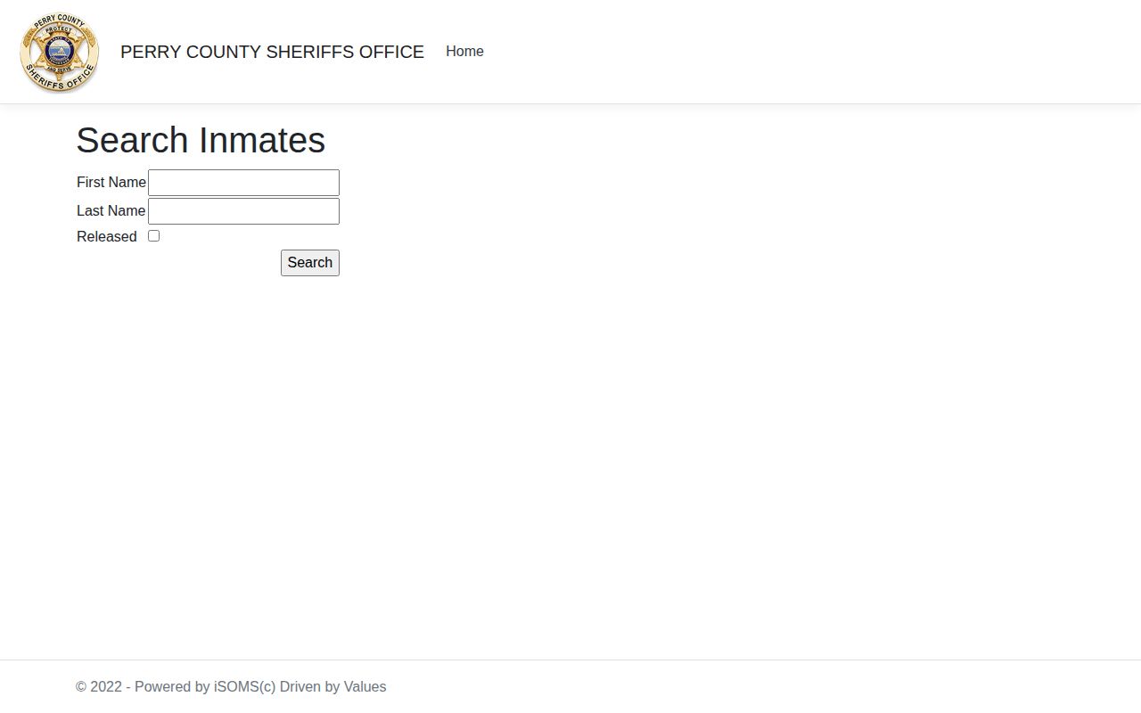 Perry County Sheriff ISOMS search form used for Knott County regional custody